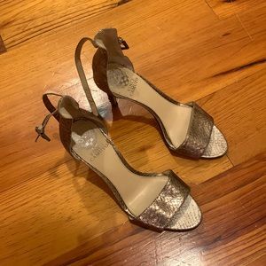 Gold Snakeskin Vince Camuto 3” Ankle-Strap Heels